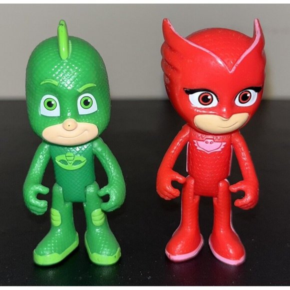 PJ Mask Figures Lot Of 2 Gekko And Owlette Posable Approx 3 Inches - Picture 1 of 5
